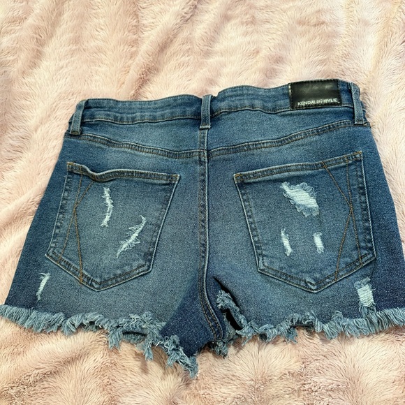 Kendall & Kylie Blue Distressed Cut-Off Jean Shorts - Picture 3 of 4